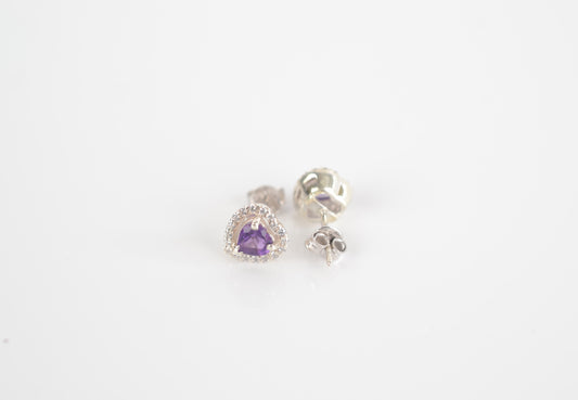 Sterling silver Amethyst gemstone heart stud earrings