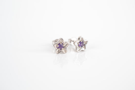 Sterling  Silver Star Amethyst stud earrings