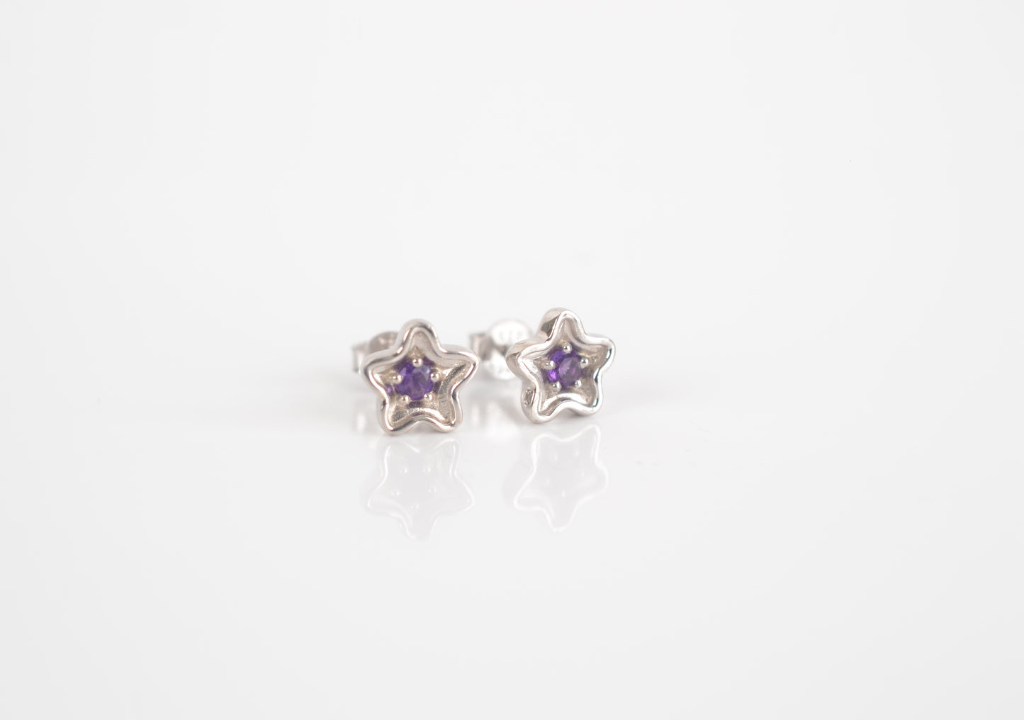 Sterling  Silver Star Amethyst stud earrings