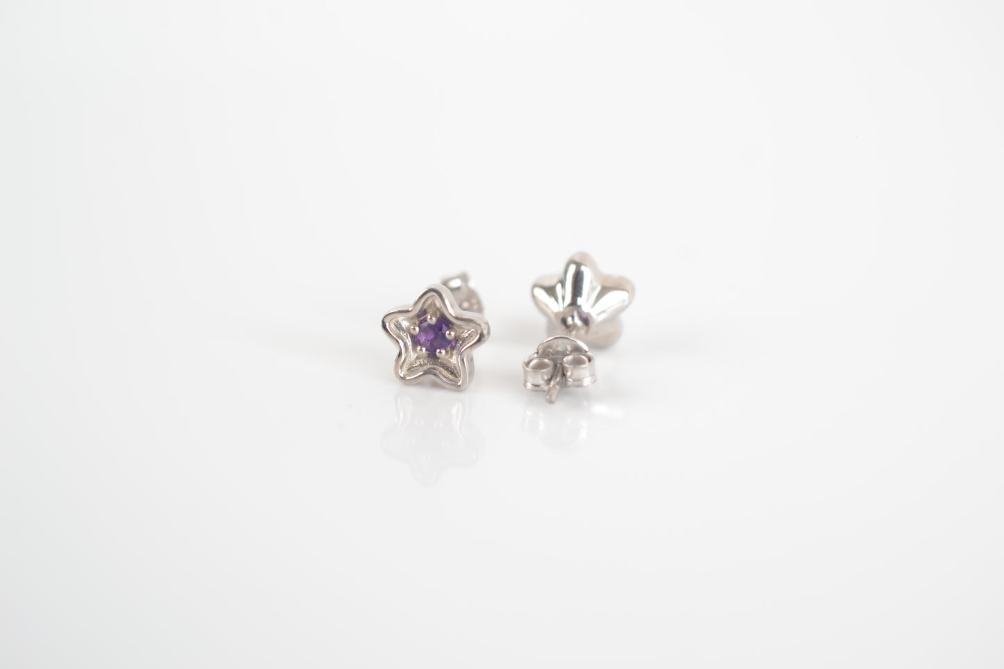 Sterling  Silver Star Amethyst stud earrings