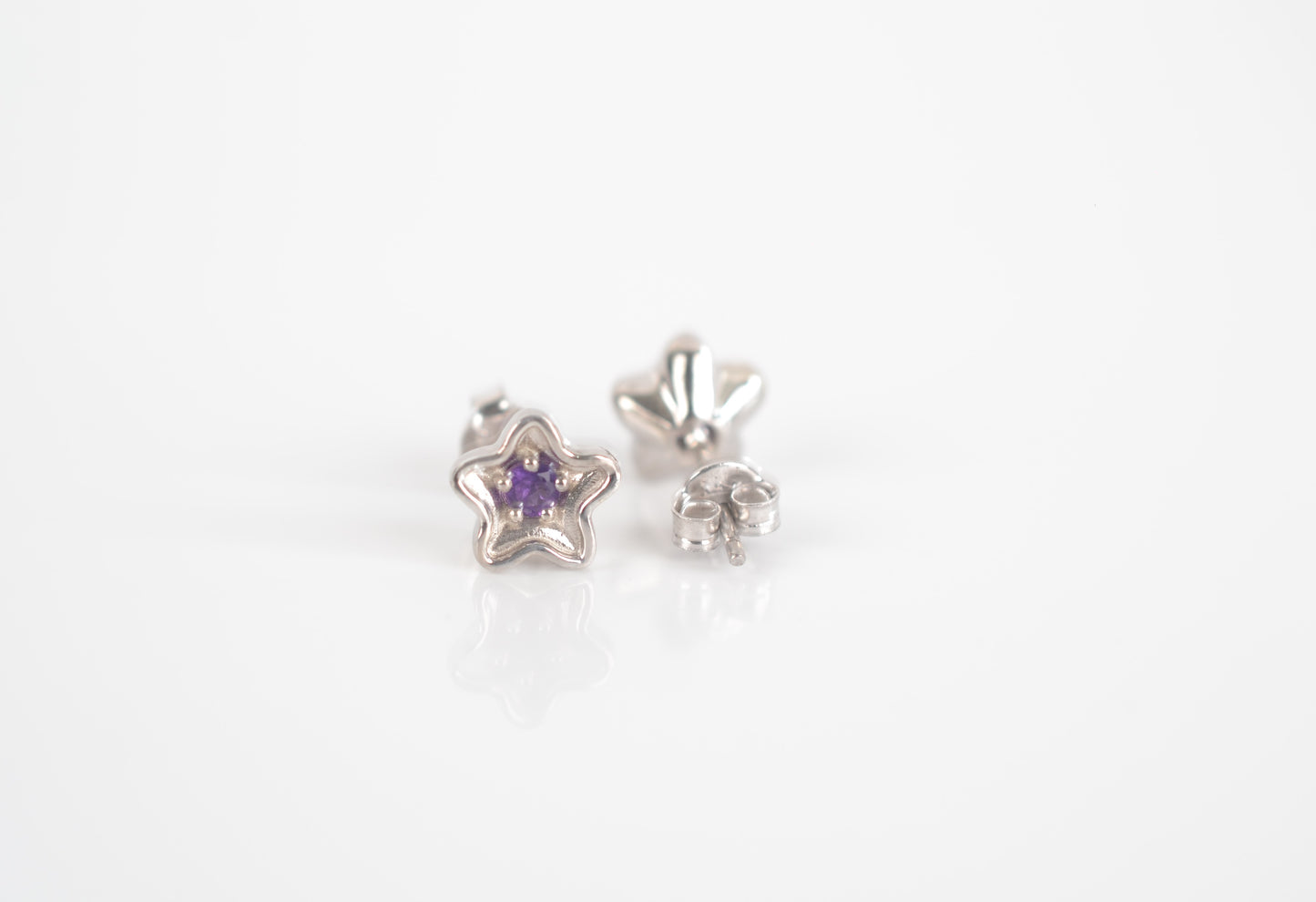 Sterling  Silver Star Amethyst stud earrings