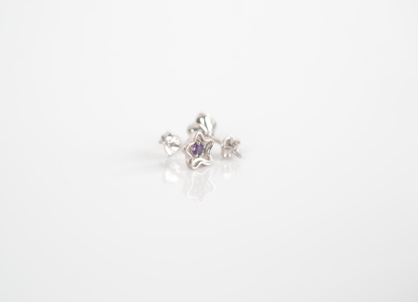 Sterling  Silver Star Amethyst stud earrings