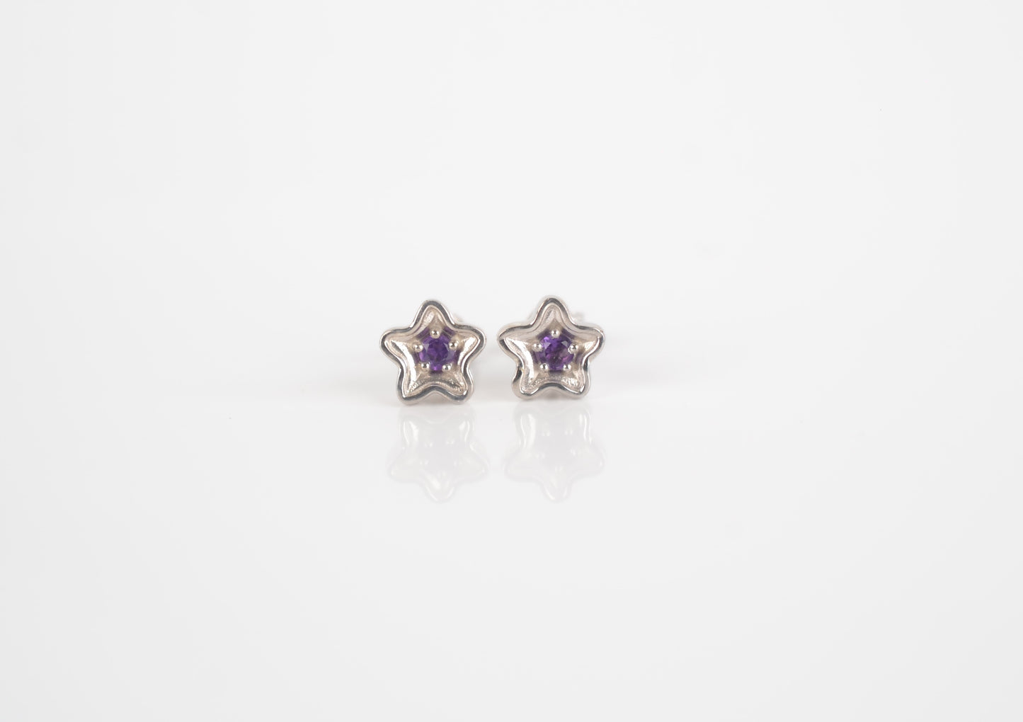 Sterling  Silver Star Amethyst stud earrings