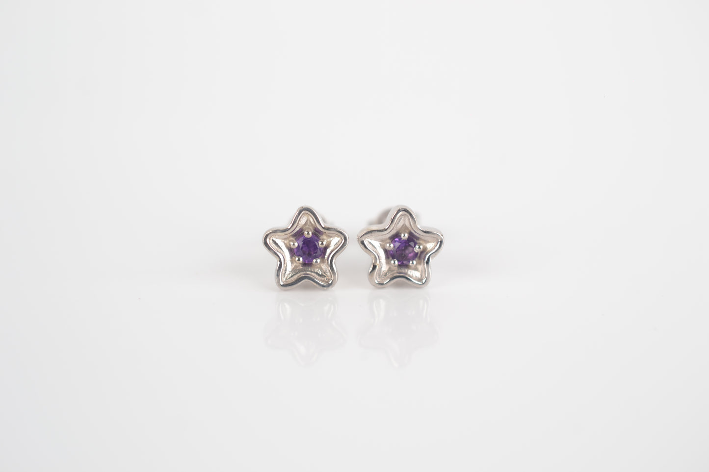 Sterling  Silver Star Amethyst stud earrings