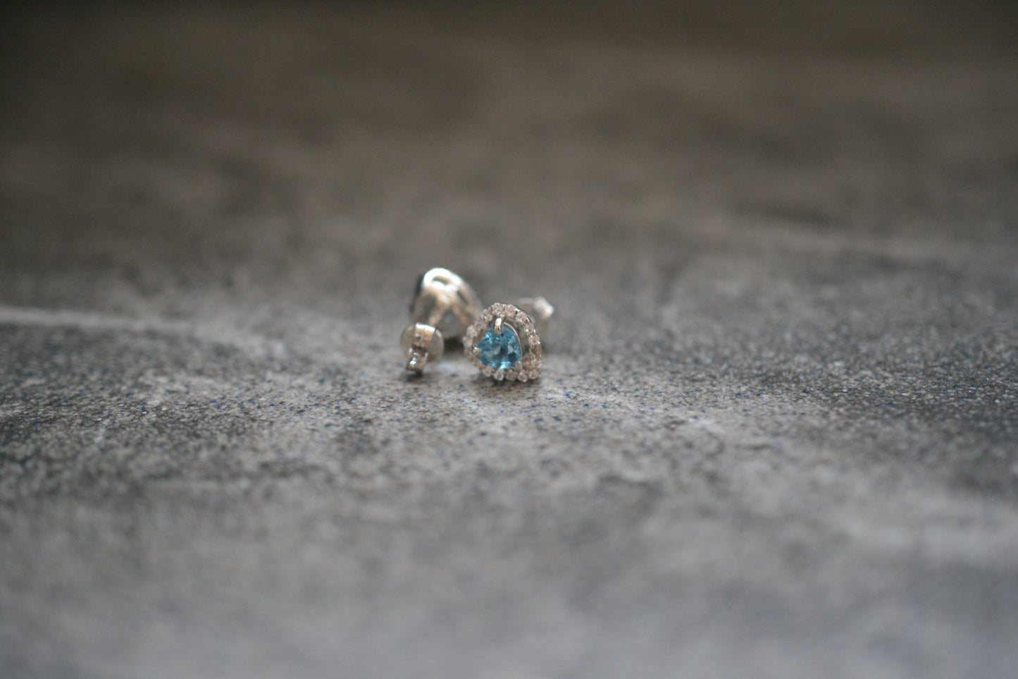 Sterling silver genuine Blue topaz Heart stud earrings