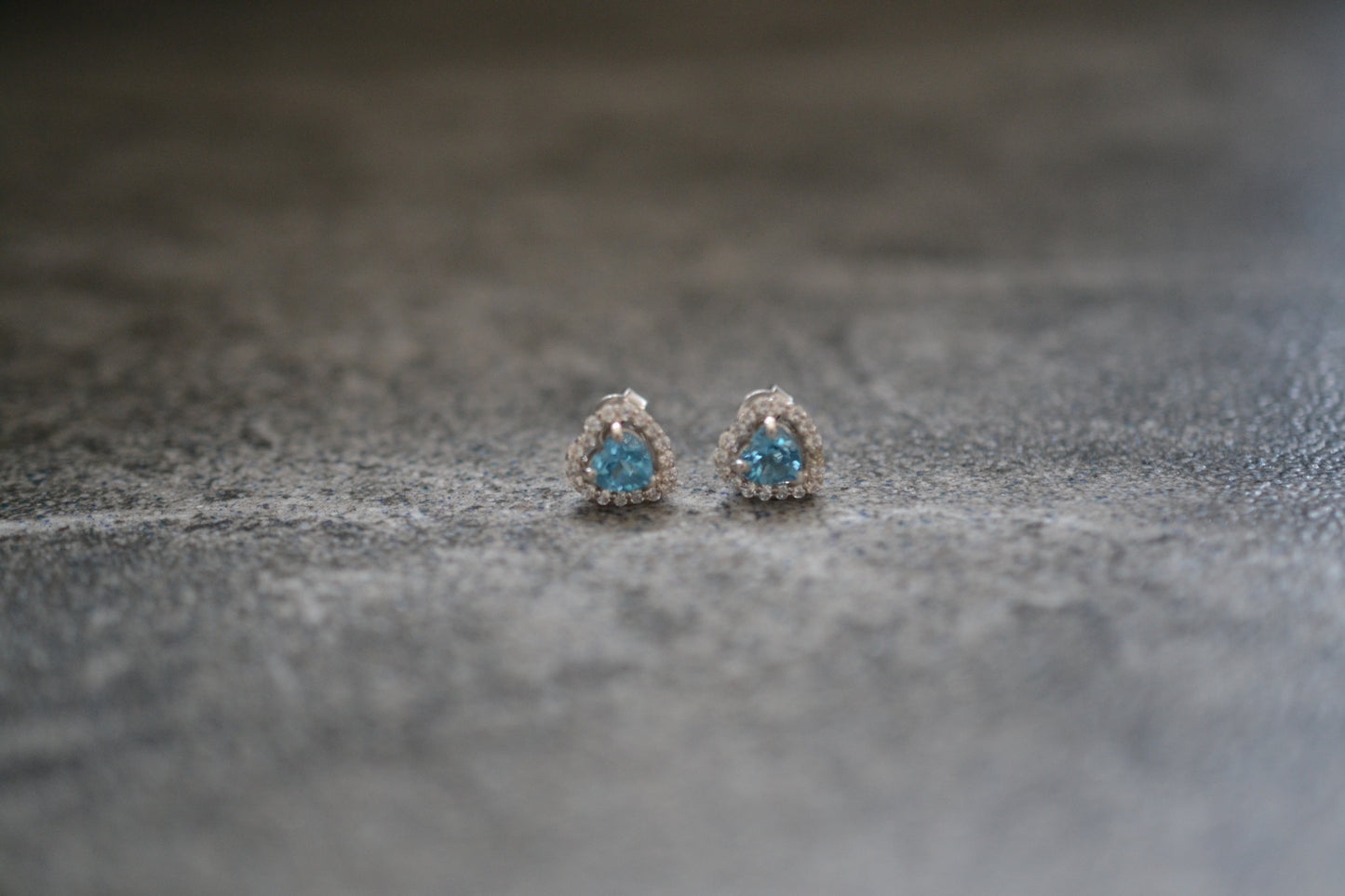 Sterling silver genuine Blue topaz Heart stud earrings