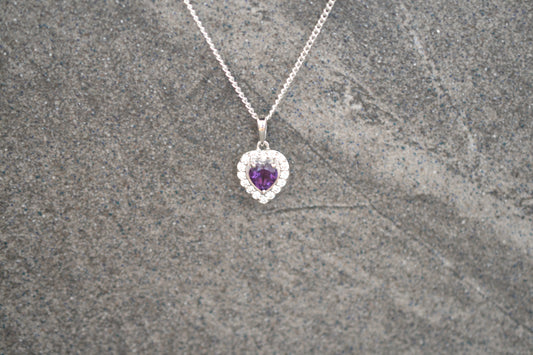 Amethyst Heart Pendant and Earring Set