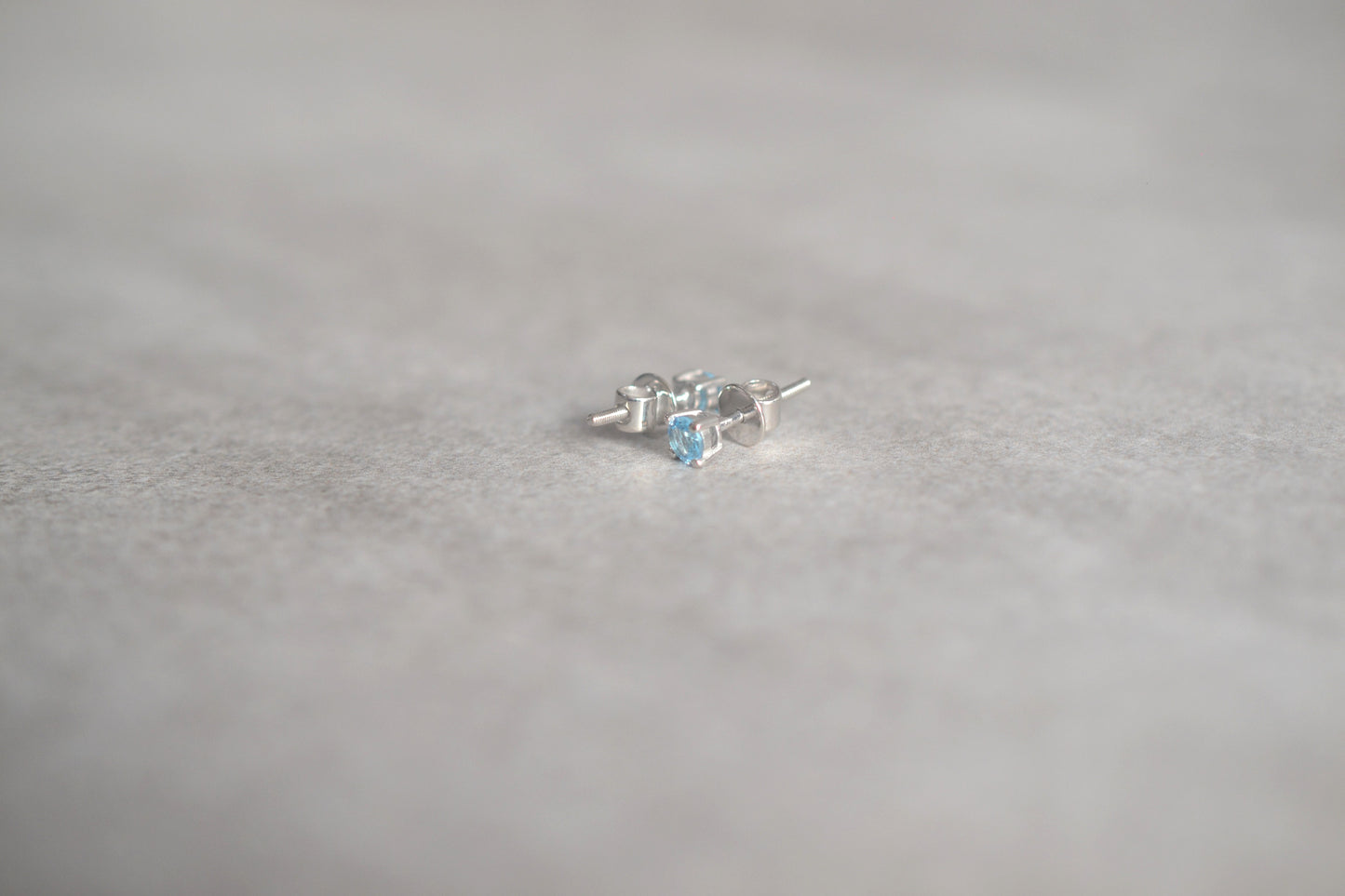 Sterling Silver 925, Blue Topaz, 4mm Screw-Back Stud Earrings