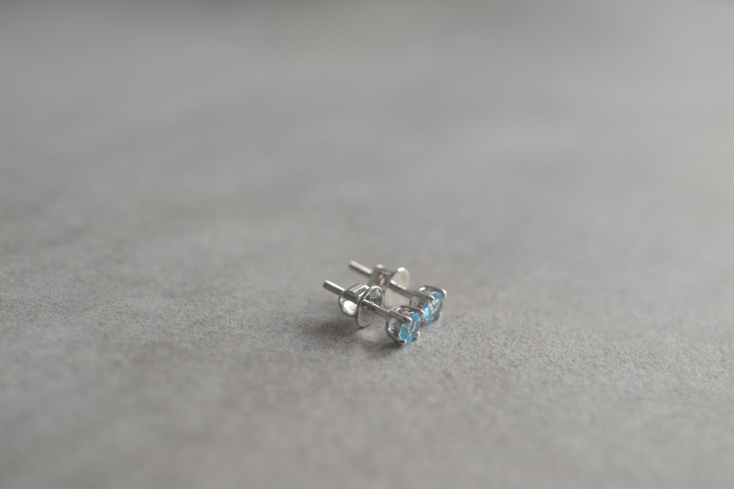 Sterling Silver 925, Blue Topaz, 4mm Screw-Back Stud Earrings