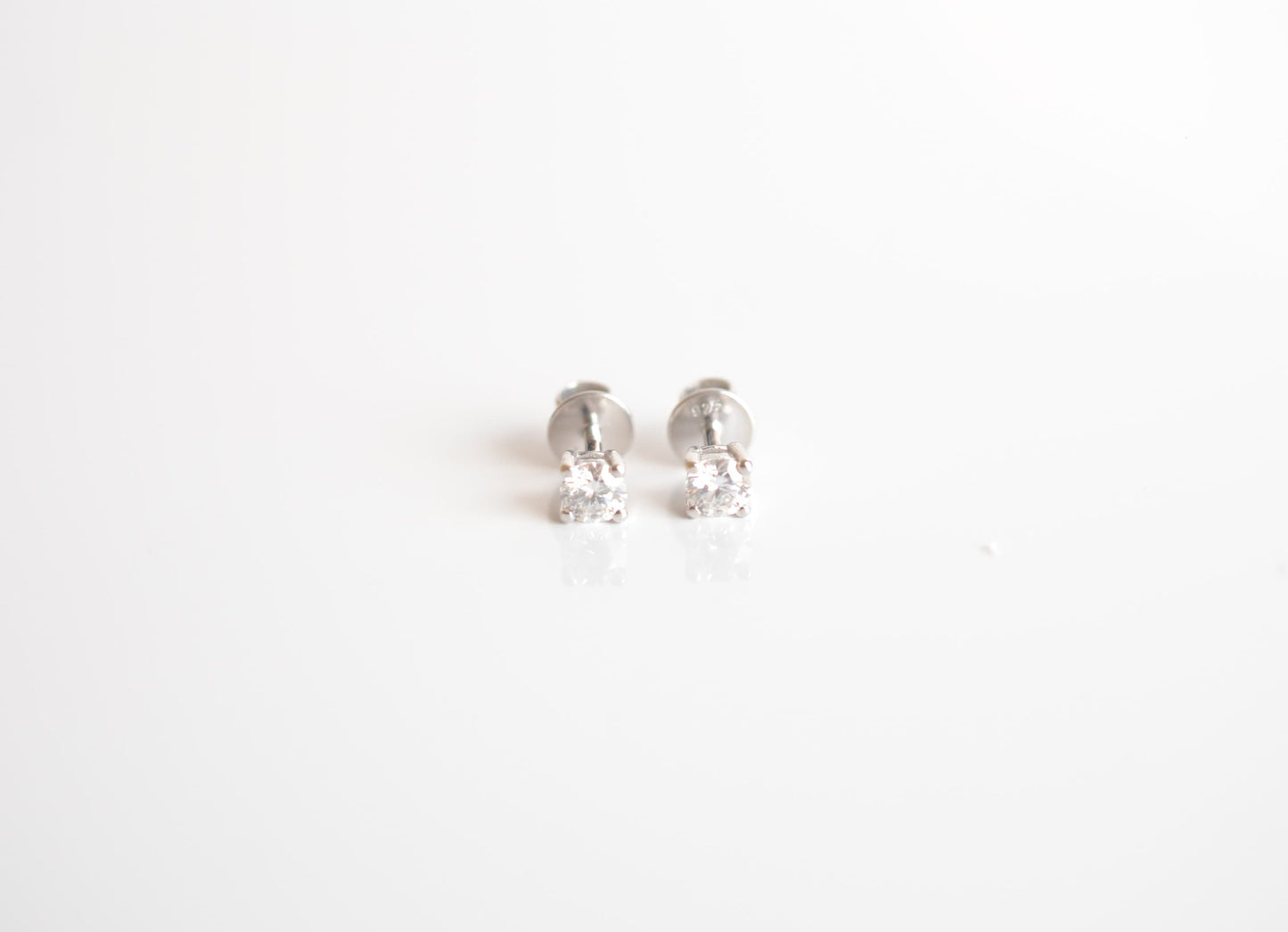 Sterling Silver 4mm Moissanite Diamond Screw-Back Stud Earrings