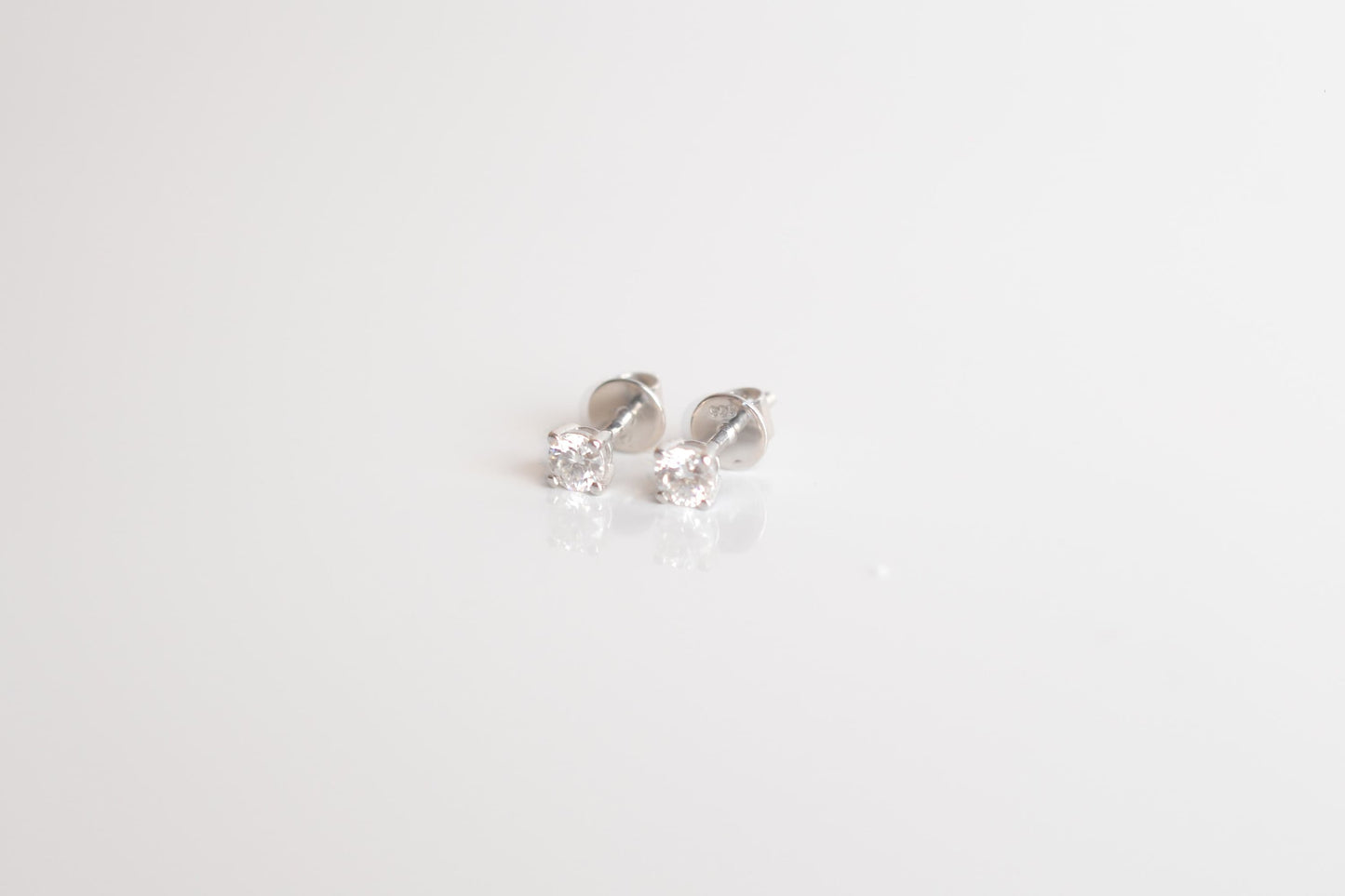 Sterling Silver 4mm Moissanite Diamond Screw-Back Stud Earrings