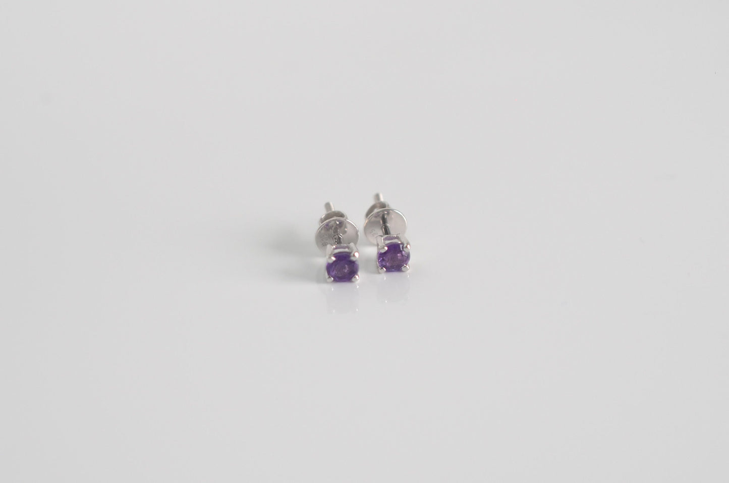 Sterling Silver 925, 4mm Amethyst Gemstone, screw-back stud earrings.