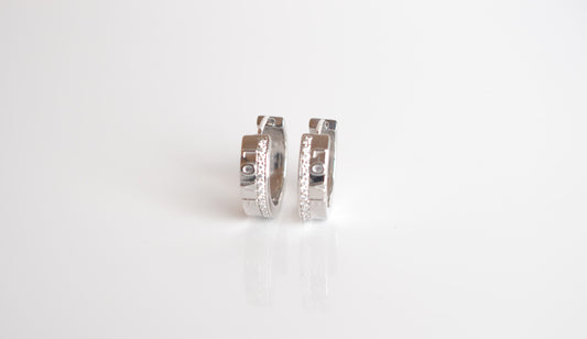 Sterling Silver 'Love' Hoop Earrings with Moissanite Gemstones